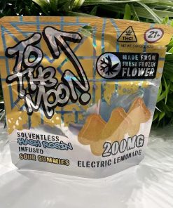 To the moon- Solventless Hash Rosin Infused Sour Gummies- Electric Lemonade- 200mg