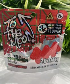 To the moon- Solventless Hash Rosin Infused Sour Gummies- Strawberry Spacejam- 200mg