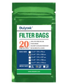 Dulytek® Premium Rosin Press Nylon Filter Bags, 2″ x 4″, 100 Micron Sizes, 20 Pack